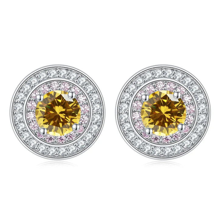 LOVCIA Elegant Sterling Silver Zircon Stud Earrings for Women with Birthstone Colors