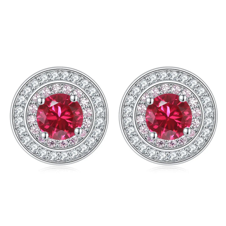 LOVCIA Elegant Sterling Silver Zircon Stud Earrings for Women with Birthstone Colors