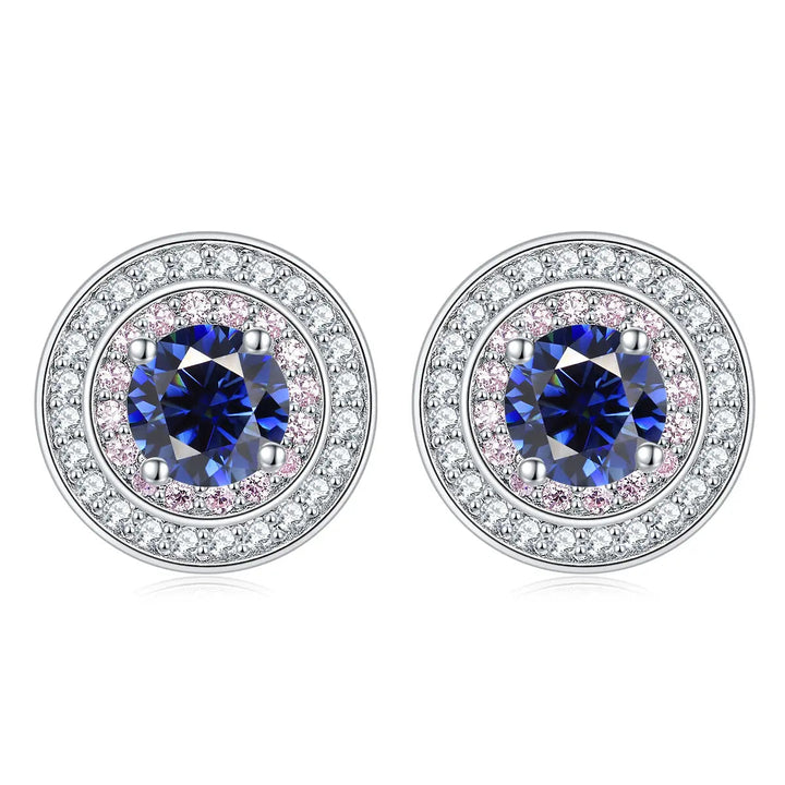 LOVCIA Elegant Sterling Silver Zircon Stud Earrings for Women with Birthstone Colors