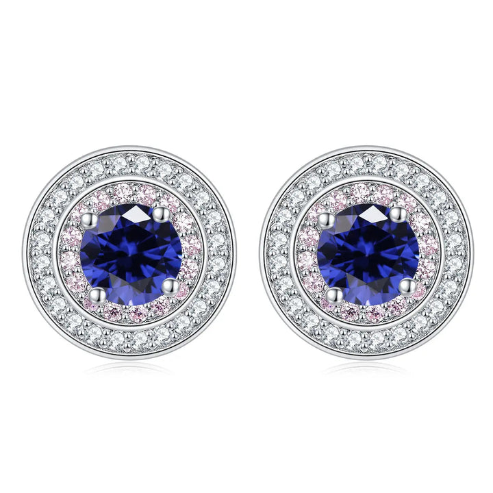 LOVCIA Elegant Sterling Silver Zircon Stud Earrings for Women with Birthstone Colors