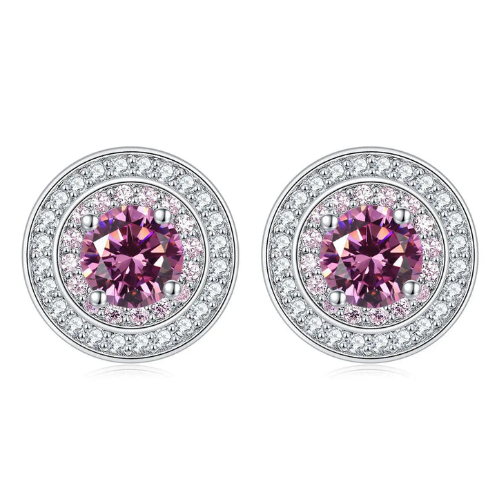 LOVCIA Elegant Sterling Silver Zircon Stud Earrings for Women with Birthstone Colors