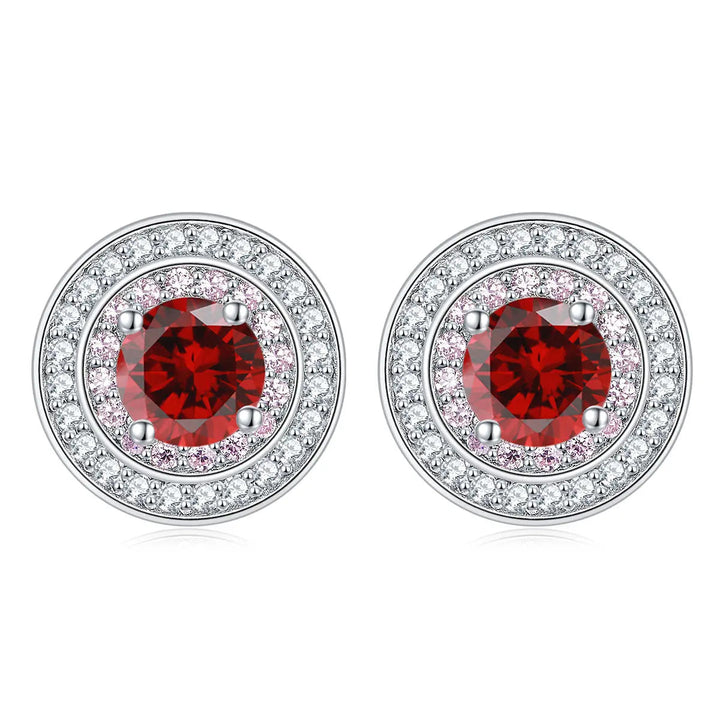 LOVCIA Elegant Sterling Silver Zircon Stud Earrings for Women with Birthstone Colors