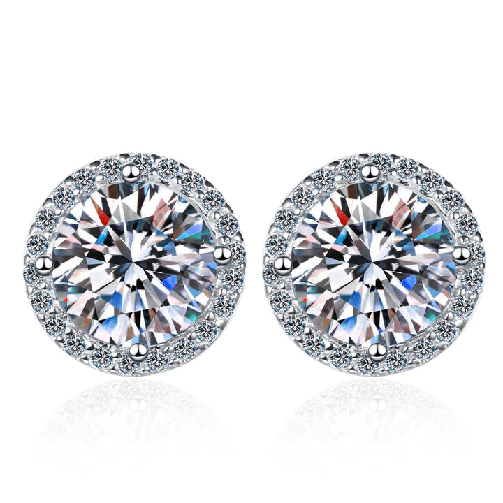 LOVCIA Sterling Silver Moissanite Halo Stud Earrings for Women LOVCIA