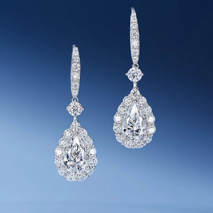 LOVCIA Elegant Drop-shaped Diamond Earrings with Sterling Silver Enclosure for Women LOVCIA