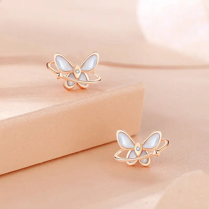 LOVCIA Rose Gold Star Dream Butterfly Beauty Sterling Silver Stud Earrings for Women LOVCIA