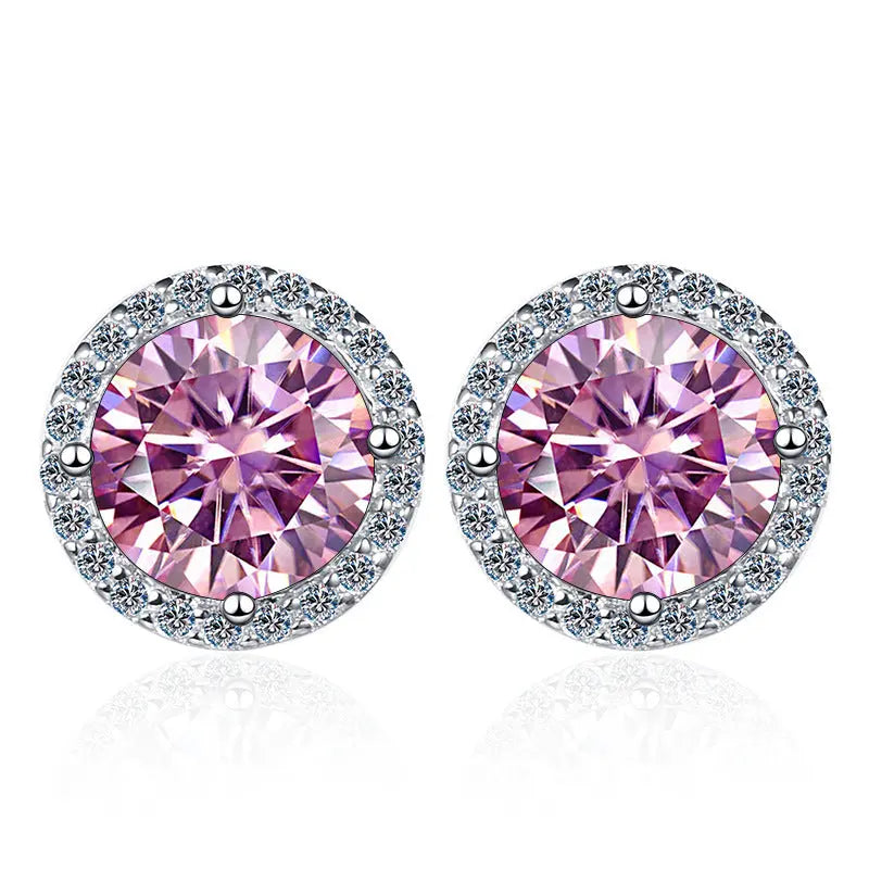 LOVCIA Elegant 925 Sterling Silver Moissanite Stud Earrings - 1 Carat Gemstones