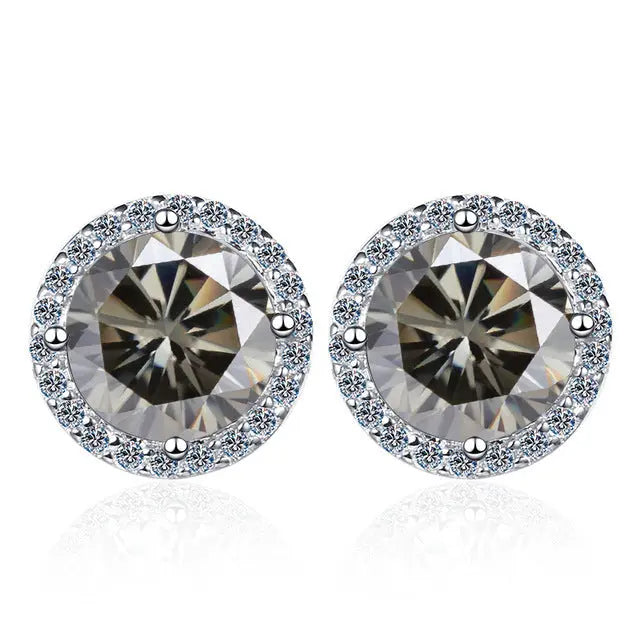 LOVCIA Elegant 925 Sterling Silver Moissanite Stud Earrings - 1 Carat Gemstones LOVCIA