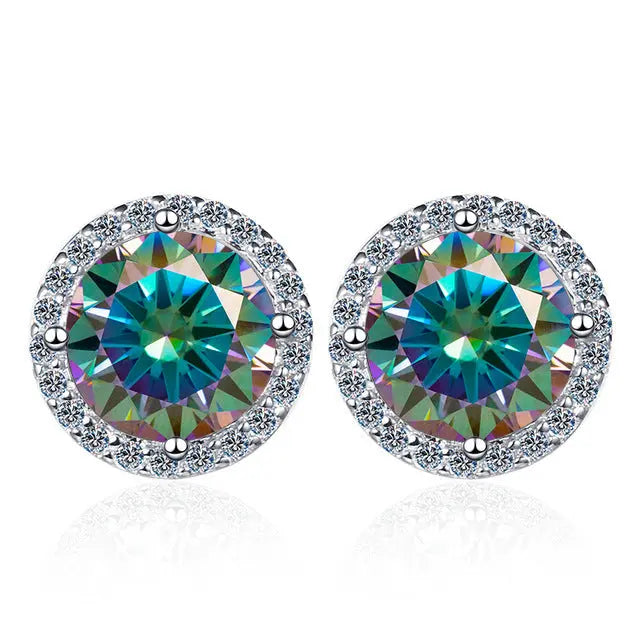 LOVCIA Elegant 925 Sterling Silver Moissanite Stud Earrings - 1 Carat Gemstones LOVCIA