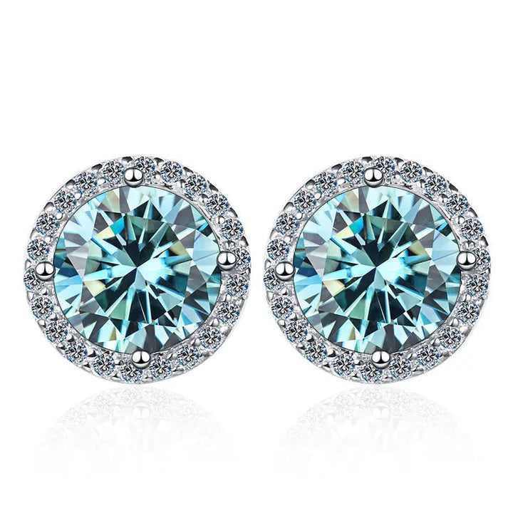 LOVCIA Elegant 925 Sterling Silver Moissanite Stud Earrings - 1 Carat Gemstones