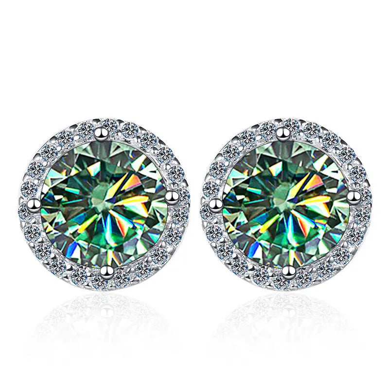LOVCIA Elegant 925 Sterling Silver Moissanite Stud Earrings - 1 Carat Gemstones