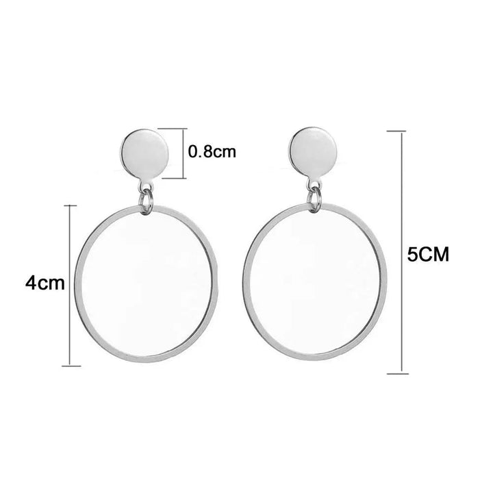 LOVCIA Modern Circular Style Stainless Steel Dangle Earrings for Women LOVCIA