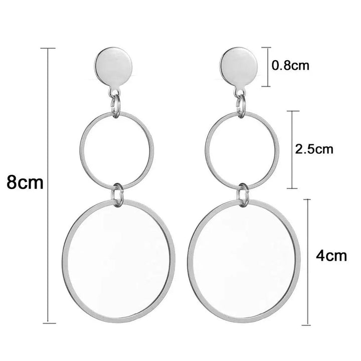 LOVCIA Modern Circular Style Stainless Steel Dangle Earrings for Women LOVCIA