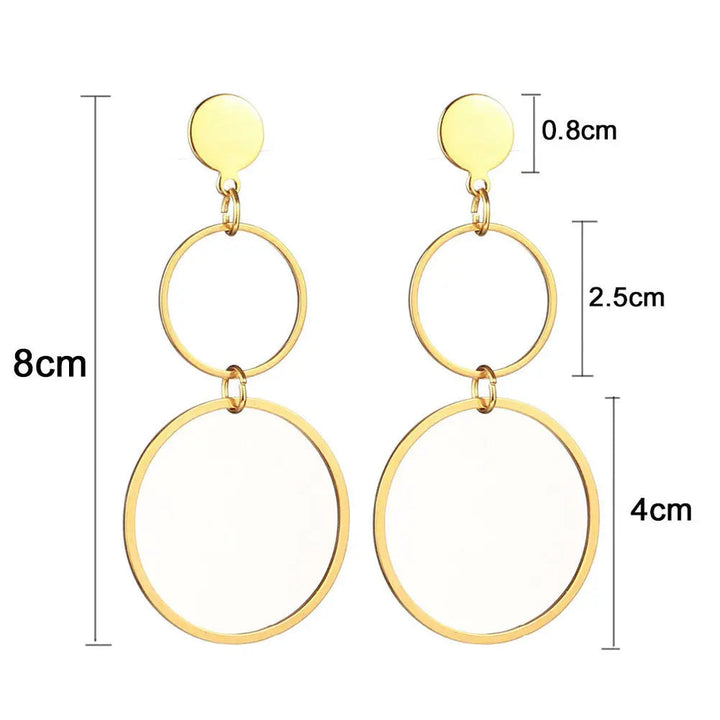 LOVCIA Modern Circular Style Stainless Steel Dangle Earrings for Women LOVCIA