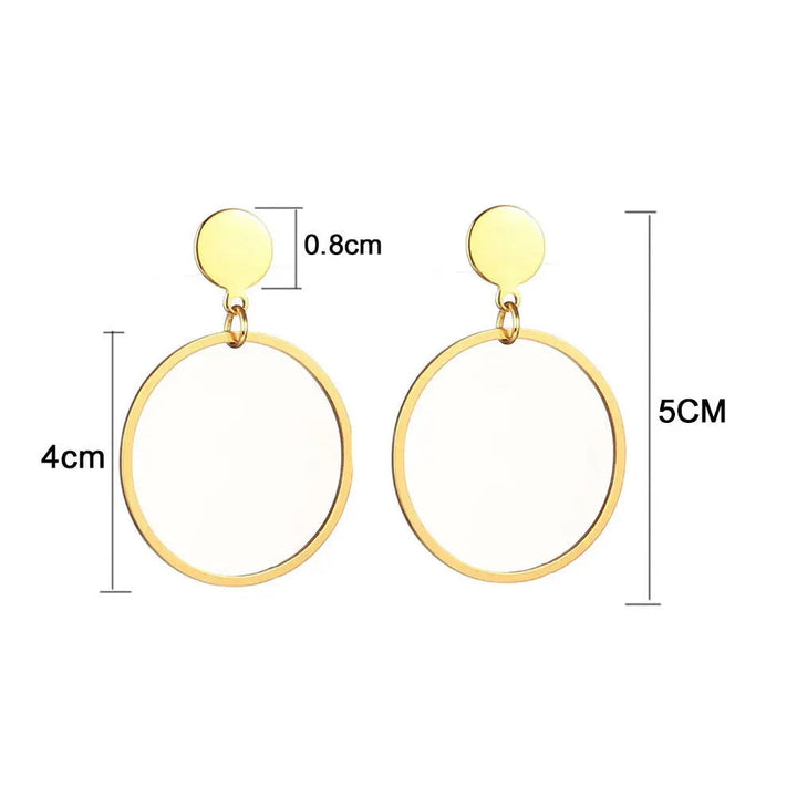 LOVCIA Modern Circular Style Stainless Steel Dangle Earrings for Women