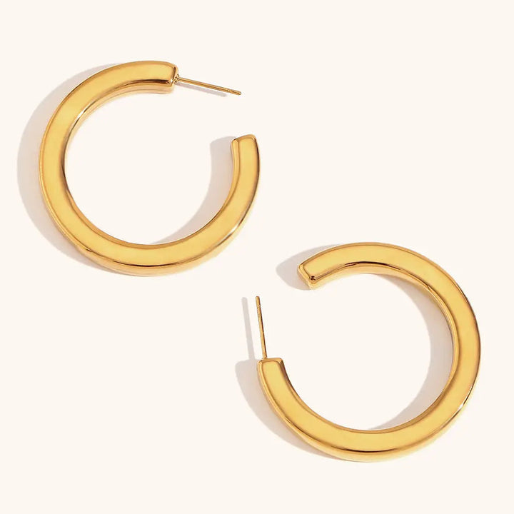 LOVCIA Luxury Geometric Hollow C-Shaped Stainless Steel Earrings for Women