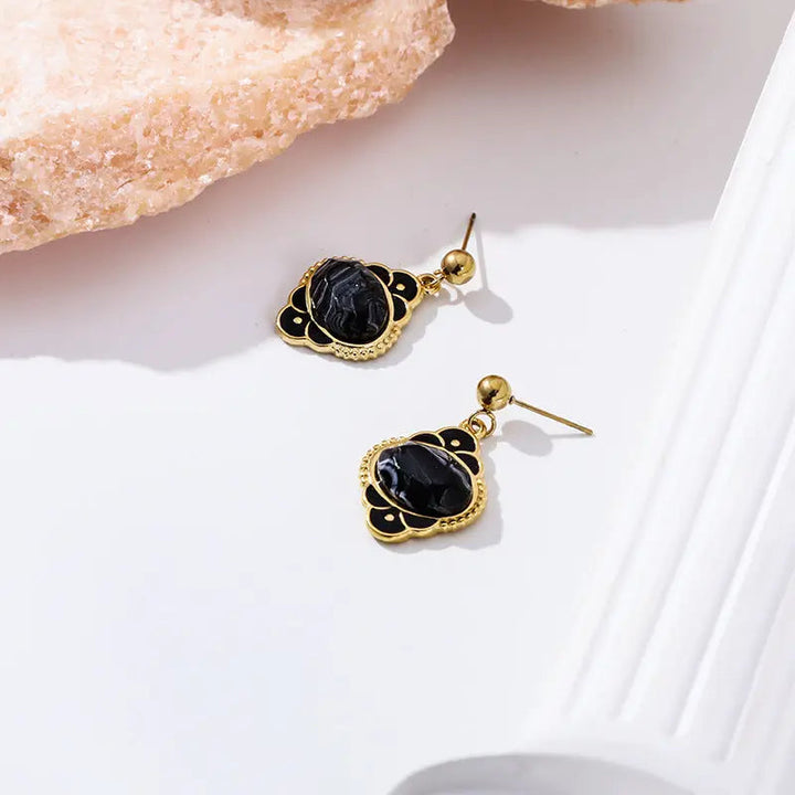 LOVCIA Titanium Steel Gold-Plated Drip Glazed Enamel Drop Earrings for Women