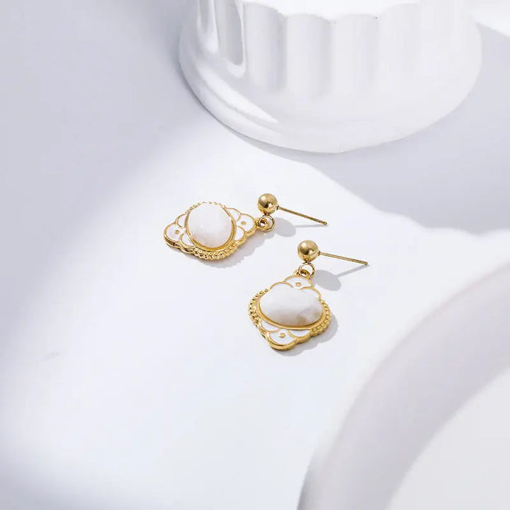 LOVCIA Titanium Steel Gold-Plated Drip Glazed Enamel Drop Earrings for Women LOVCIA