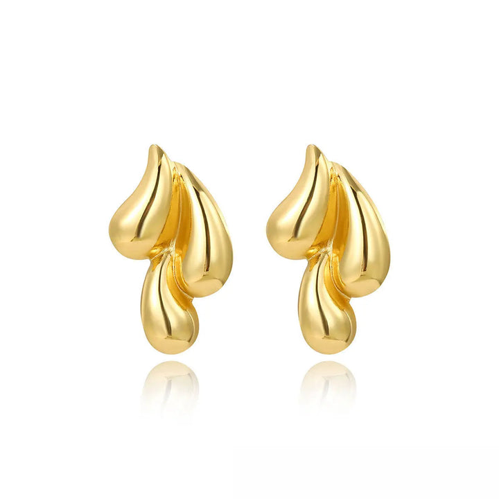 LOVCIA Elegant Gold 18K Titanium Steel Water Drop Earrings for Women LOVCIA