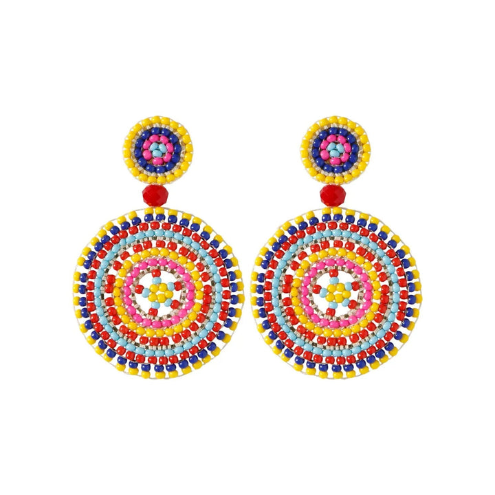 LOVCIA Bohemian Hand-Woven Lightweight Bead Earrings with Floral and Geometric Designs LOVCIA