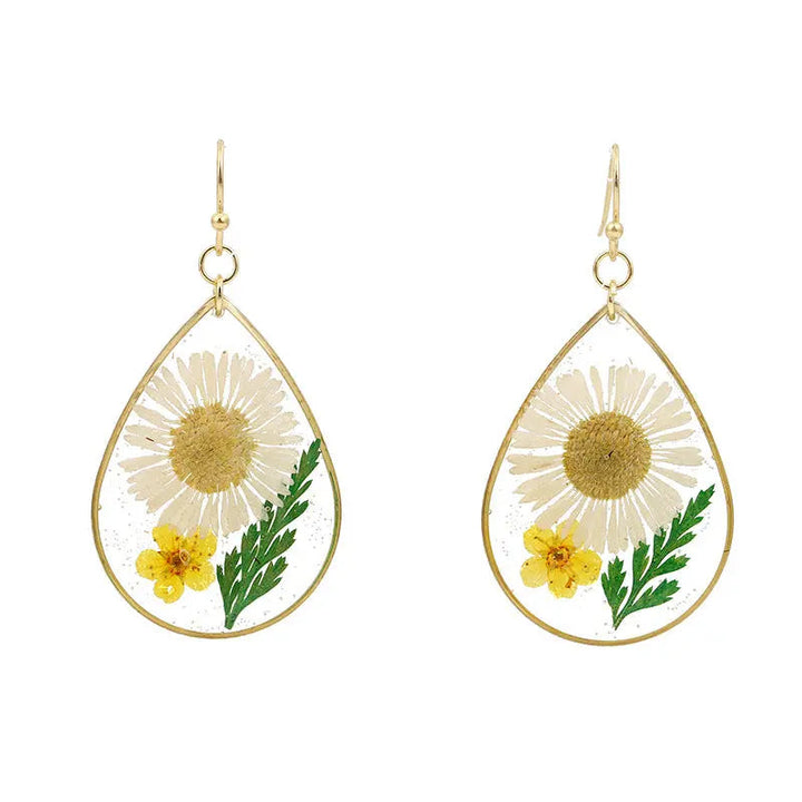 LOVCIA Chrysanthemum Water Drop Geometric Earrings with Epoxy Finish for Women LOVCIA