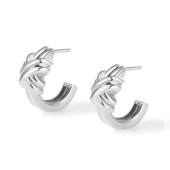 LOVCIA Luxurious Design French-Style C-Shaped Winding Stud Earrings for Women LOVCIA