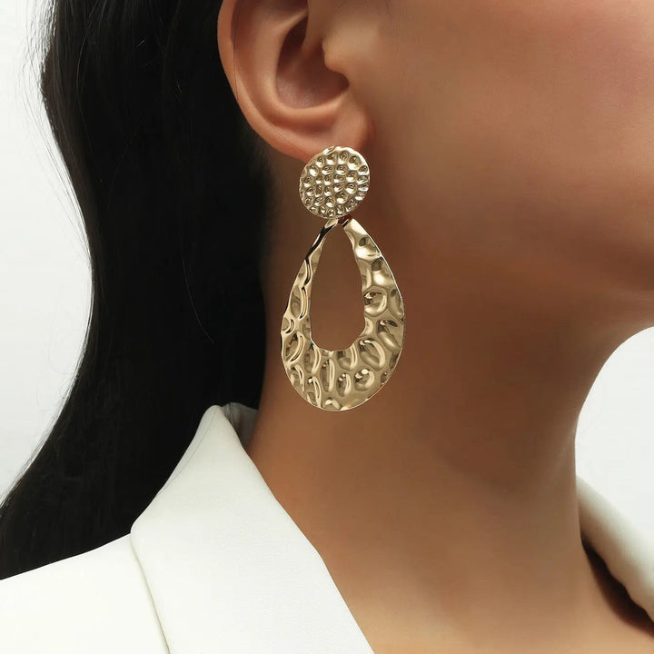 LOVCIA Elegant Geometric Gold Drop Earrings for Women