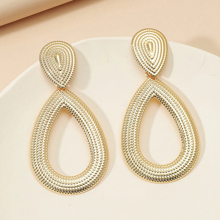 LOVCIA Elegant Geometric Gold Drop Earrings for Women LOVCIA