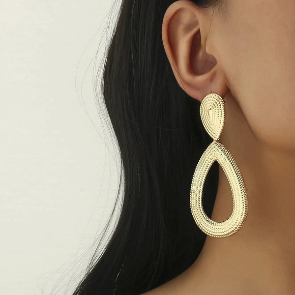 LOVCIA Elegant Geometric Gold Drop Earrings for Women