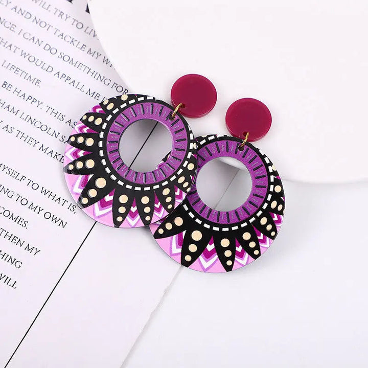 LOVCIA Colorful Geometric Polka Dot Acrylic Earrings for Unisex