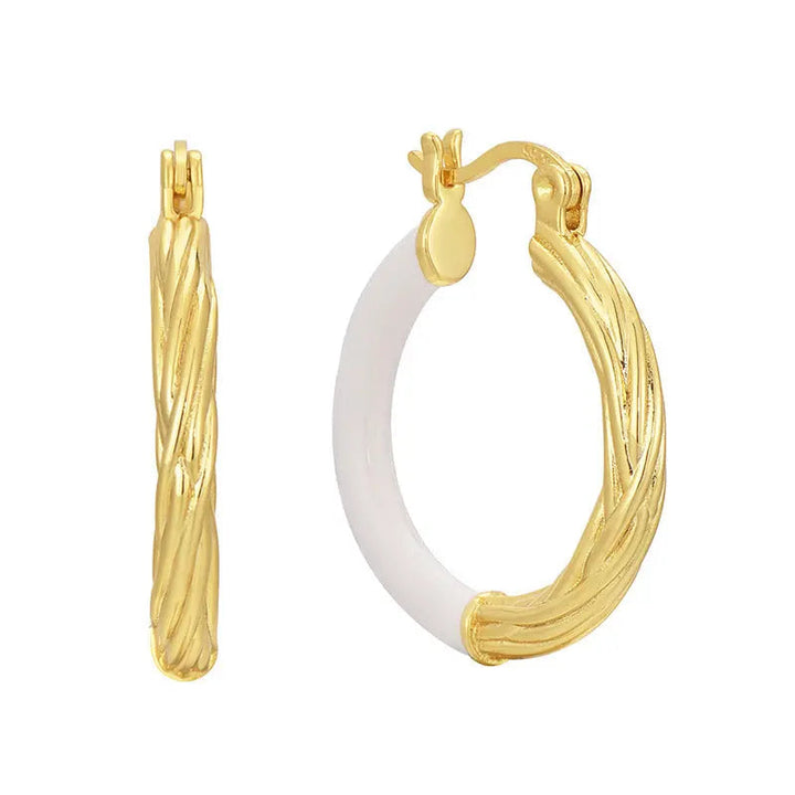 LOVCIA Elegant Lightweight Asymmetric Epoxy Earrings for Women - Fashionable Retro Geometric Design with 18K Gold Plating LOVCIA