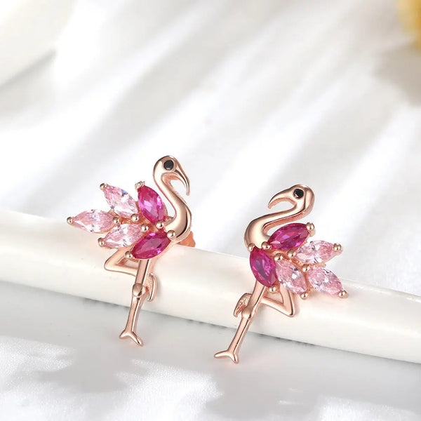 LOVCIA Rose Gold Three-Dimensional Sterling Silver Animal Earrings for Women