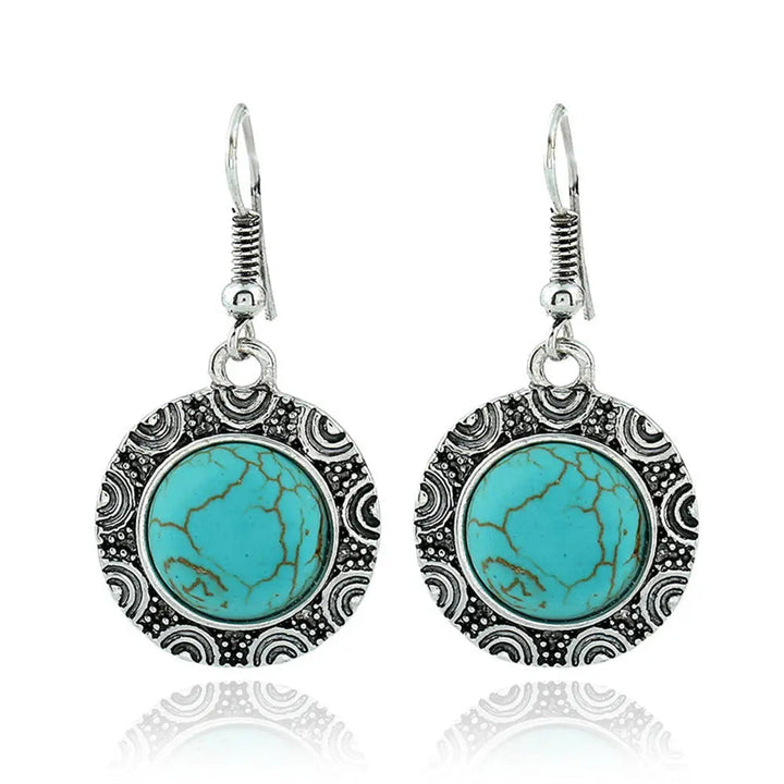 LOVCIA Vintage-Inspired Turquoise and Gold-Plated Earrings LOVCIA