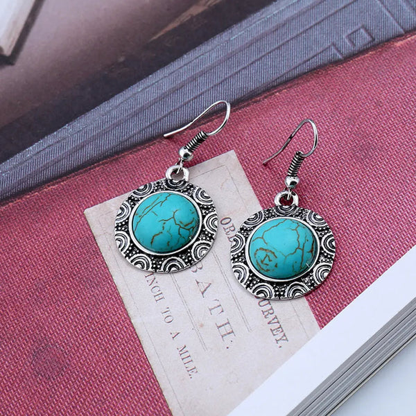 LOVCIA Vintage-Inspired Turquoise and Gold-Plated Earrings