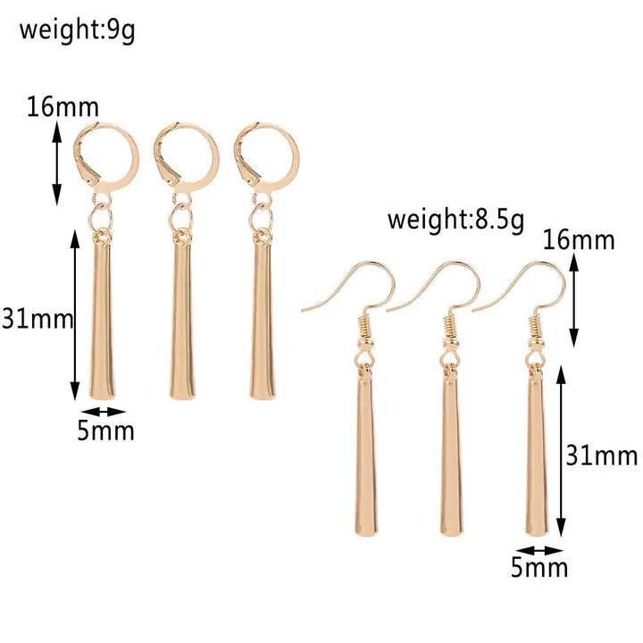 LOVCIA Elegant Geometric Long Drop Ear Clips