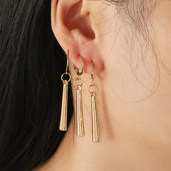 LOVCIA Elegant Geometric Long Drop Ear Clips