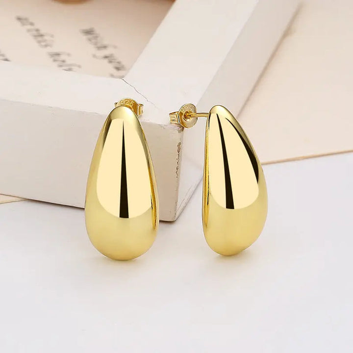 LOVCIA Elegant Water Drop Earrings for Women with 16k Gold Plating