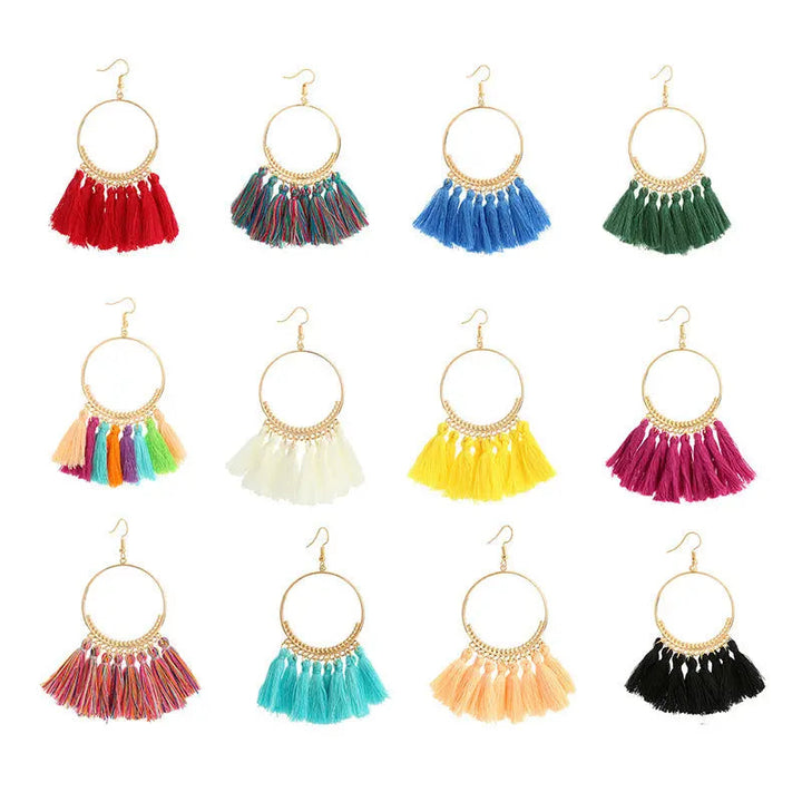 LOVCIA Elegant Geometric Hand-Woven Dangle Earrings for Special Occasions