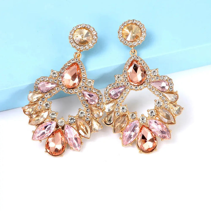 LOVCIA Chic Geometric Rhinestone Studded Alloy Earrings