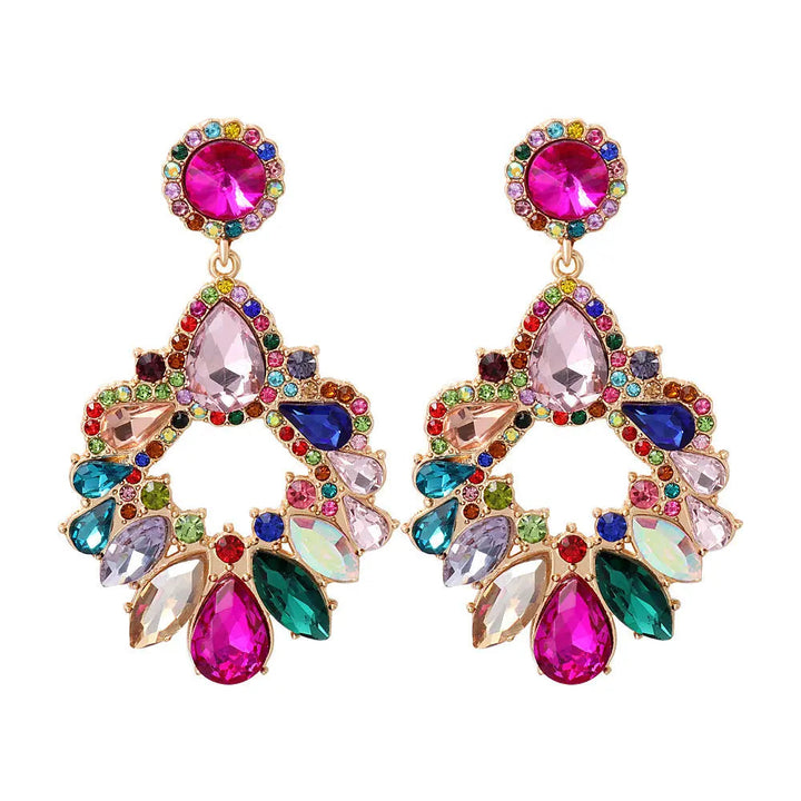 LOVCIA Chic Geometric Rhinestone Studded Alloy Earrings LOVCIA