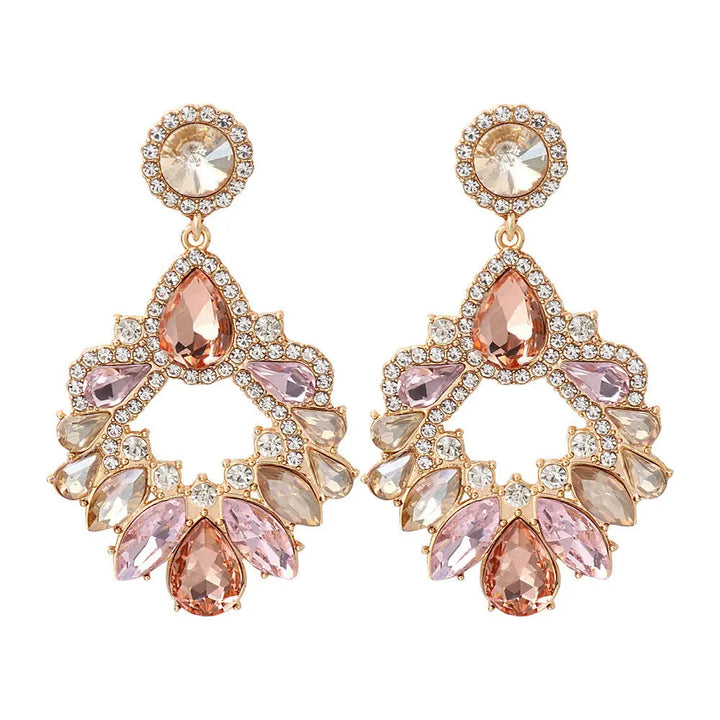 LOVCIA Chic Geometric Rhinestone Studded Alloy Earrings LOVCIA