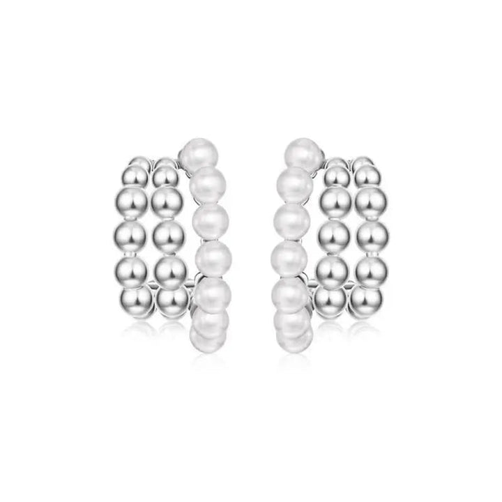 LOVCIA Elegant Geometric Pearl Stud Earrings for Women LOVCIA