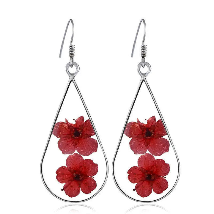 LOVCIA Dainty Floral Resin Drop Earrings