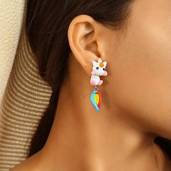 LOVCIA Vibrant Animal Cartoon Polymer Clay Earrings