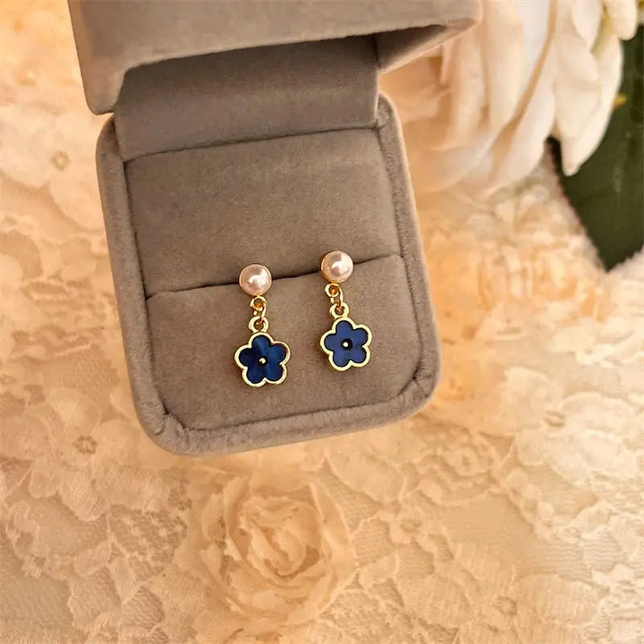 LOVCIA Elegant Klein Blue Small Flower Stud Earrings for Women