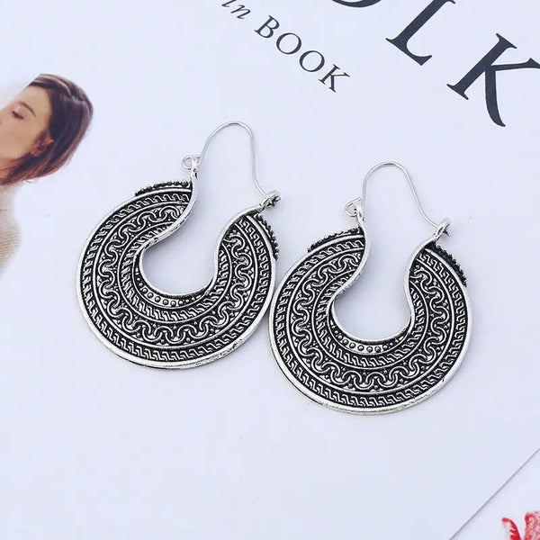 LOVCIA Vintage-Inspired Custom Boho Geometric Alloy Earrings for Women