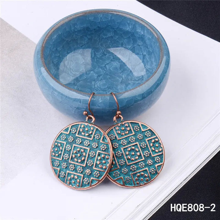 LOVCIA Vintage Bronze Alloy Earrings with National Style Design