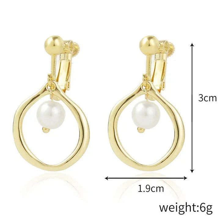 LOVCIA Elegant Women's Baroque Pearl Ear Clip Earrings