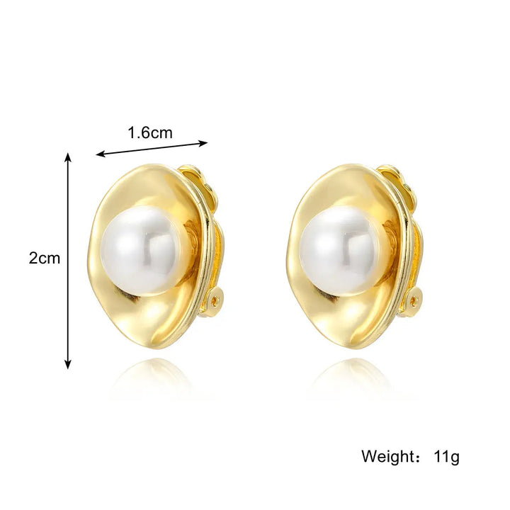 LOVCIA Elegant Women's Baroque Pearl Ear Clip Earrings