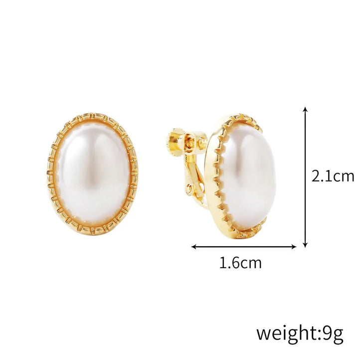 LOVCIA Elegant Women's Baroque Pearl Ear Clip Earrings