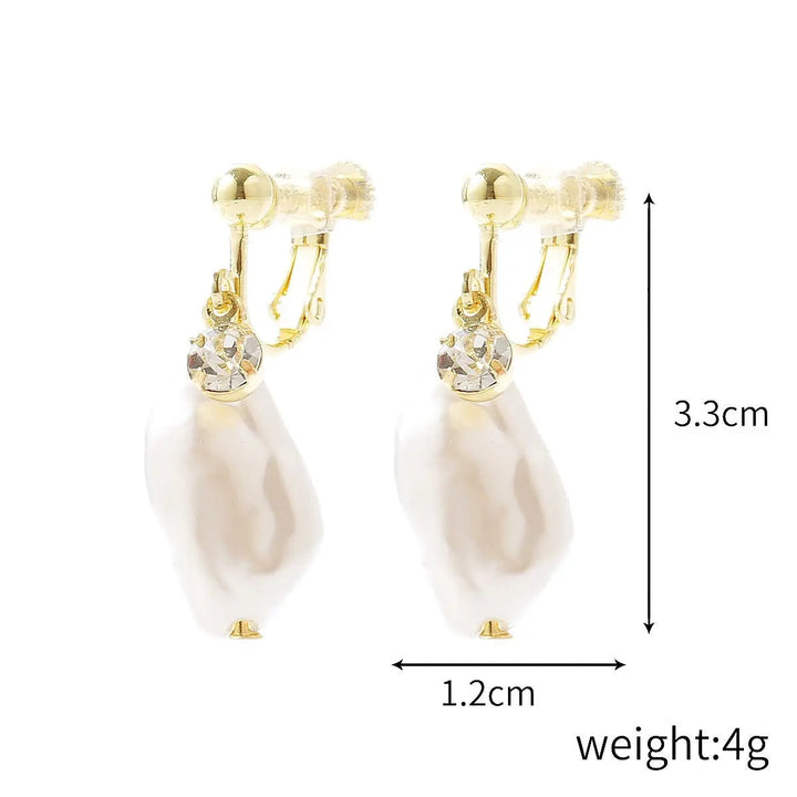 LOVCIA Elegant Women's Baroque Pearl Ear Clip Earrings